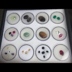 Loose Mixed Gemstone Lot with Tray / Jars